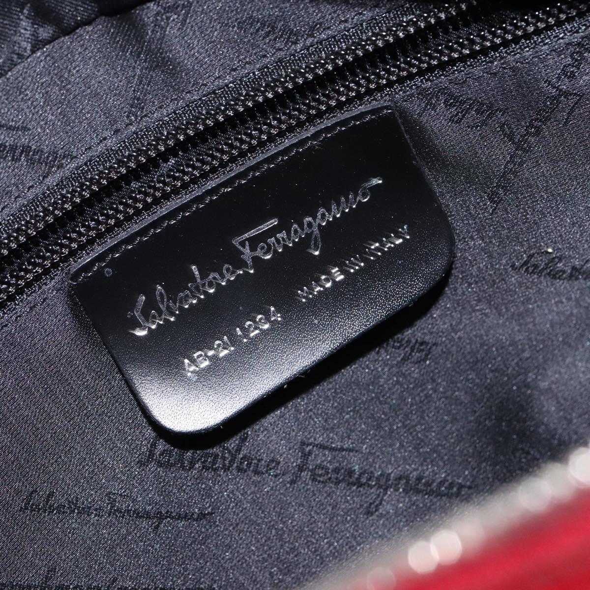 Salvatore Ferragamo Shoulder Bag Leather Red Silver Auth BA5488