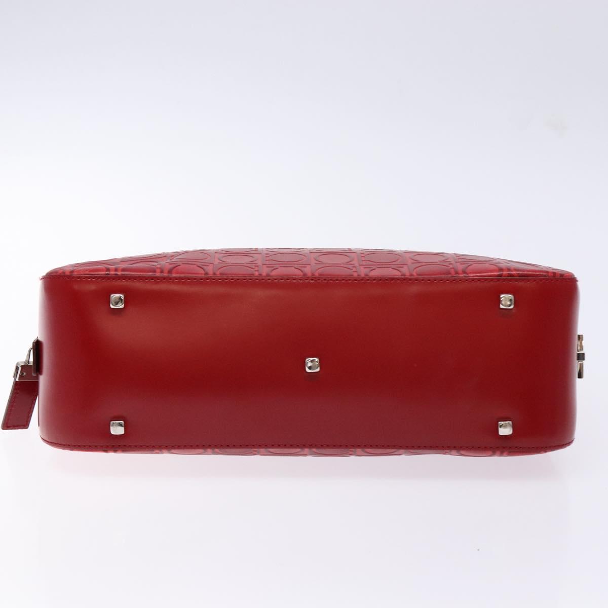 Salvatore Ferragamo Shoulder Bag Leather Red Silver Auth BA5488
