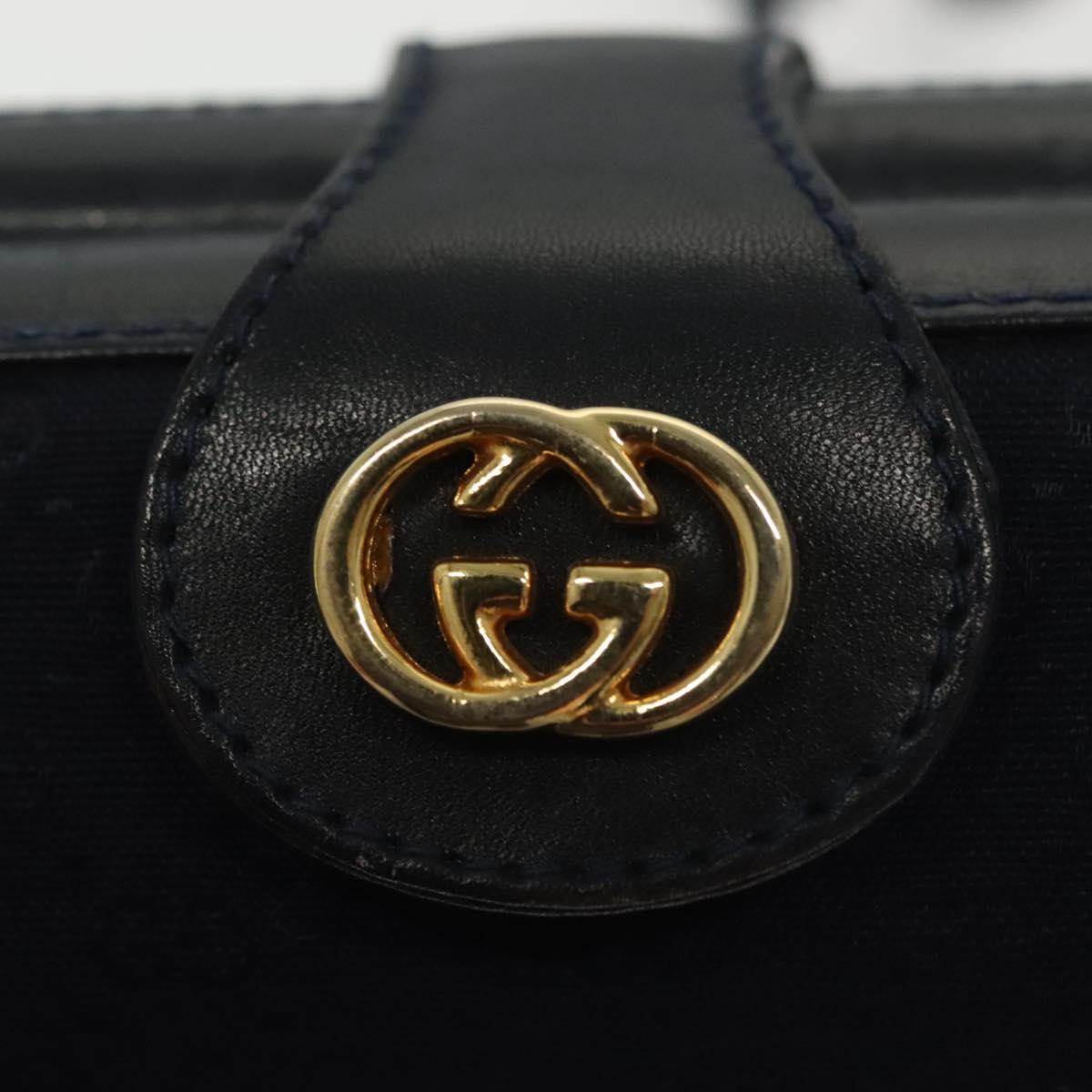 GUCCI Micro GG Canvas Shoulder Bag Vintage Navy Gold Auth BA5490