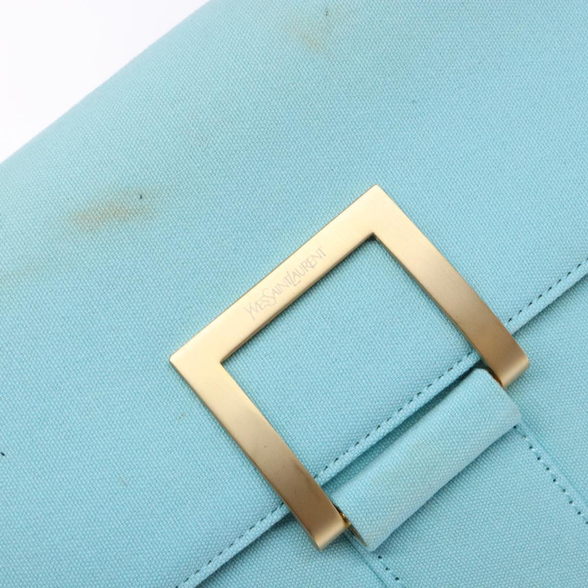SAINT LAURENT Shoulder Bag Canvas Light Blue Auth BA5491