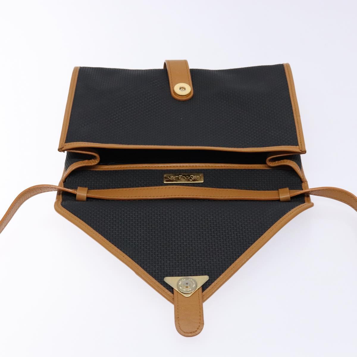 SAINT LAURENT Shoulder Bag PVC Leather Brown Gold Auth BA5492
