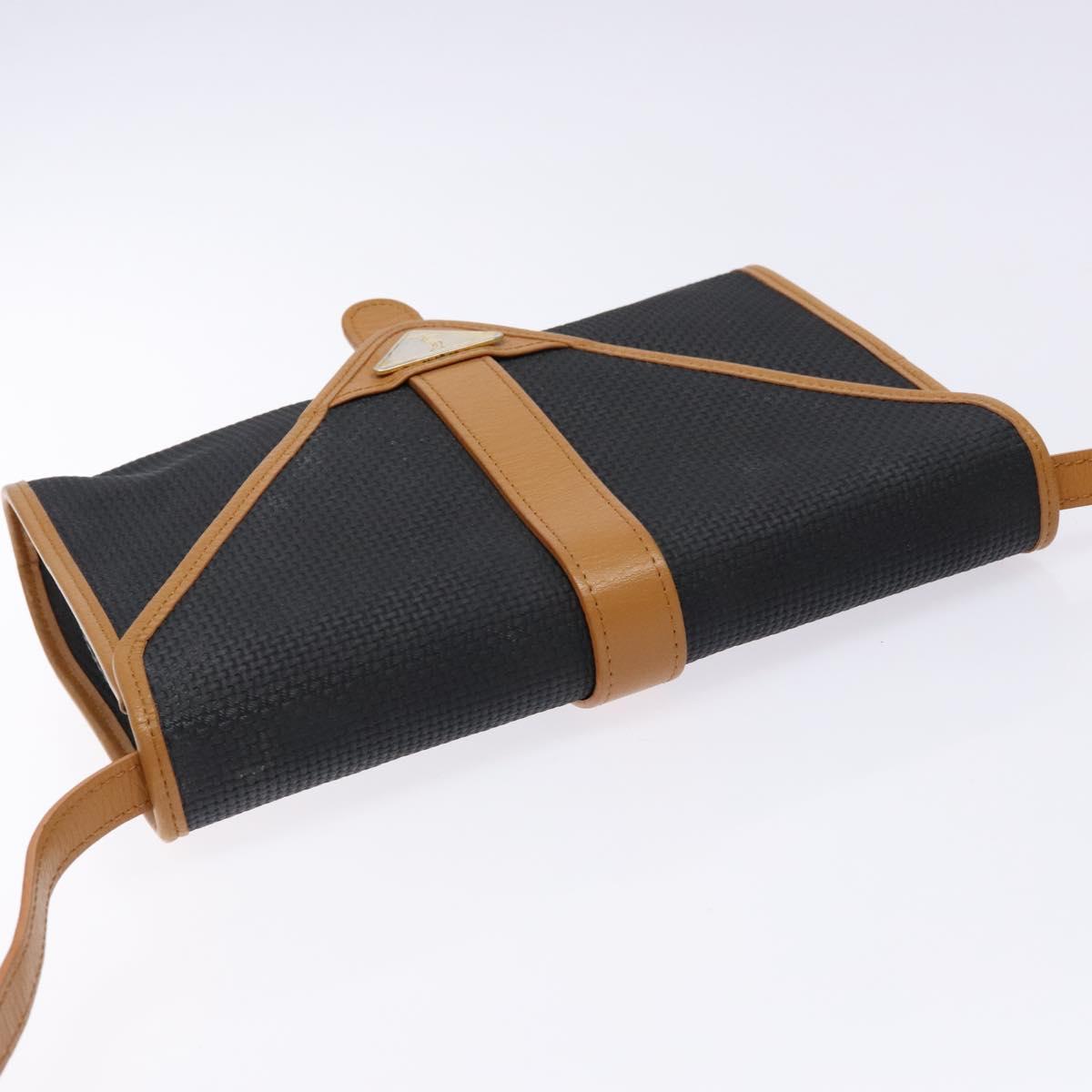 SAINT LAURENT Shoulder Bag PVC Leather Brown Gold Auth BA5492