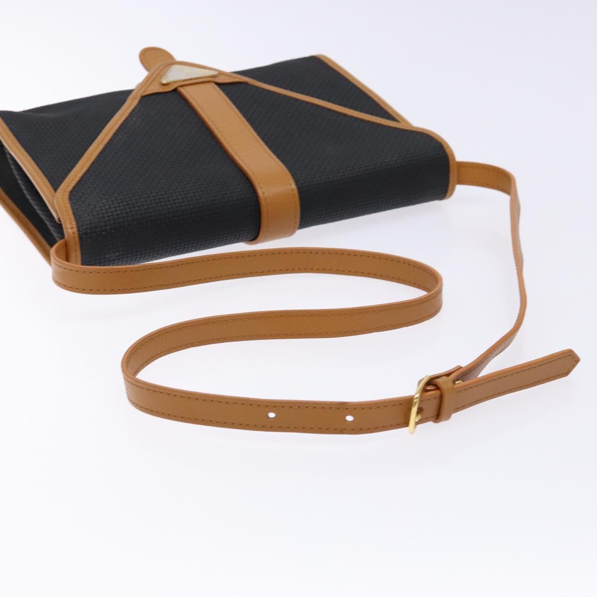 SAINT LAURENT Shoulder Bag PVC Leather Brown Gold Auth BA5492