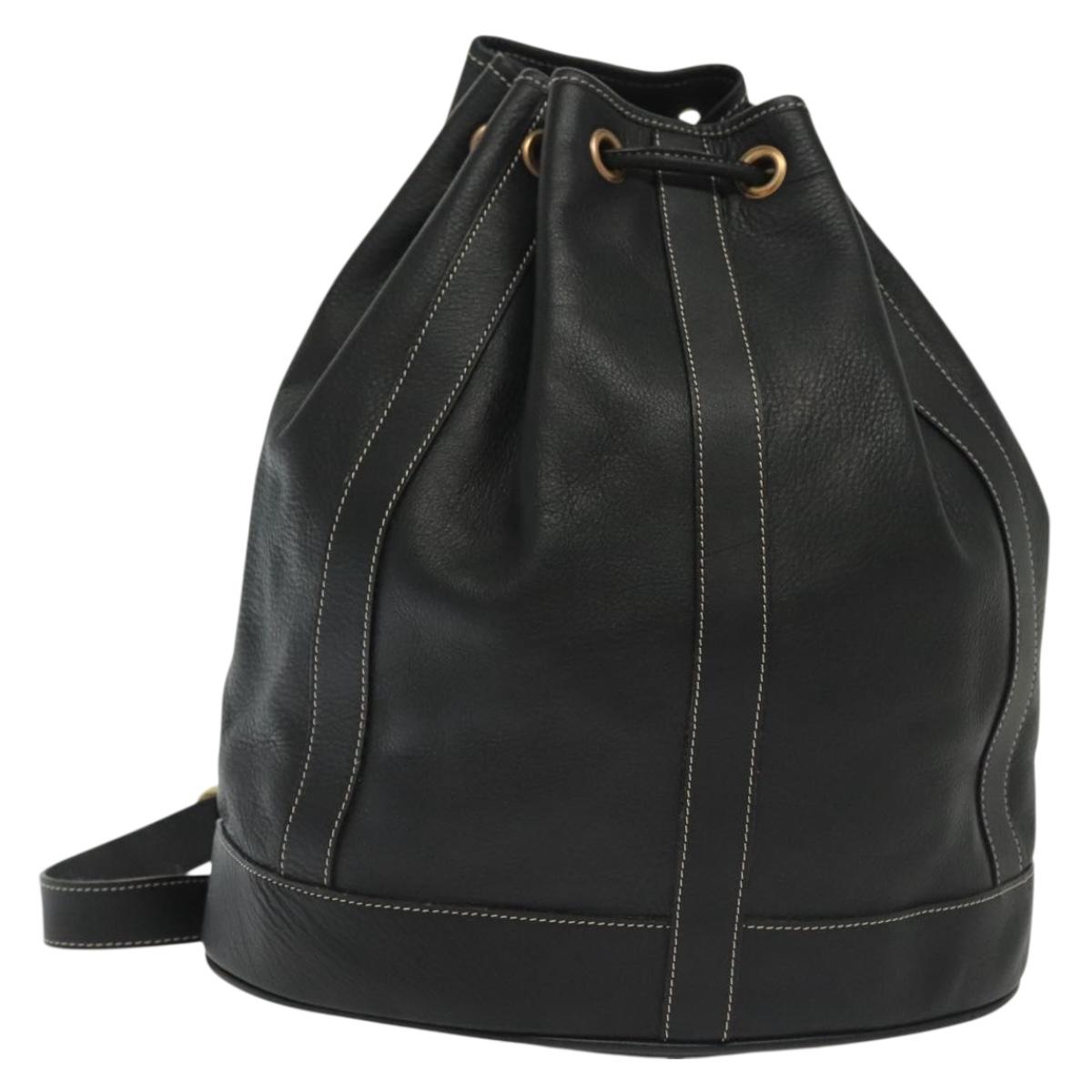 BALLY Shoulder Bag Leather Black Auth BA5494