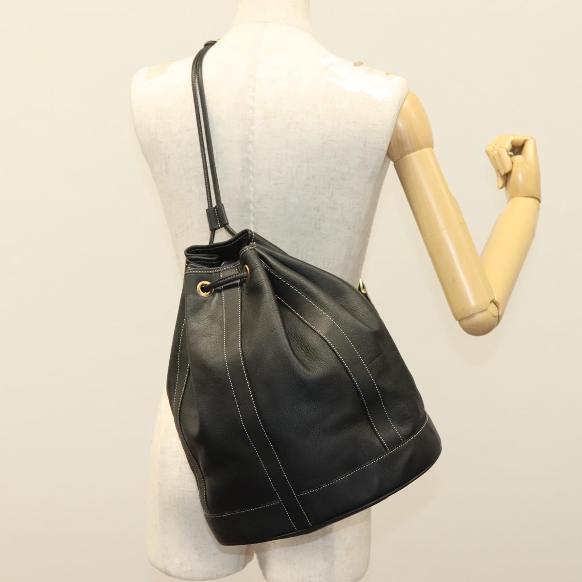 BALLY Shoulder Bag Leather Black Auth BA5494
