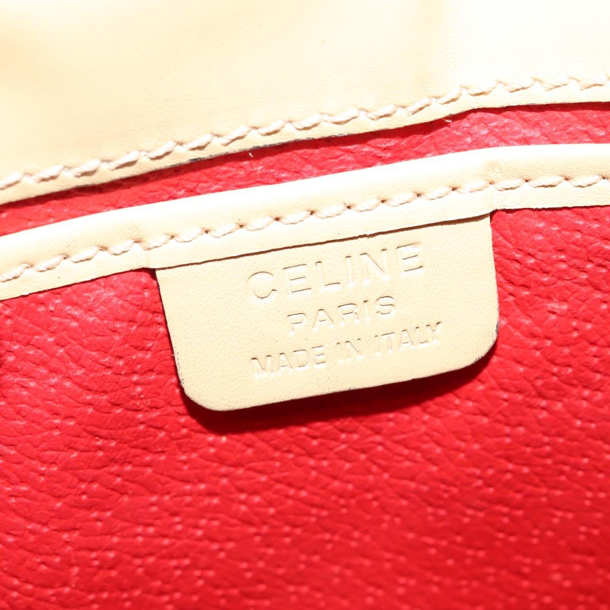 CELINE Shoulder Bag Leather Beige Gold Auth BA5496