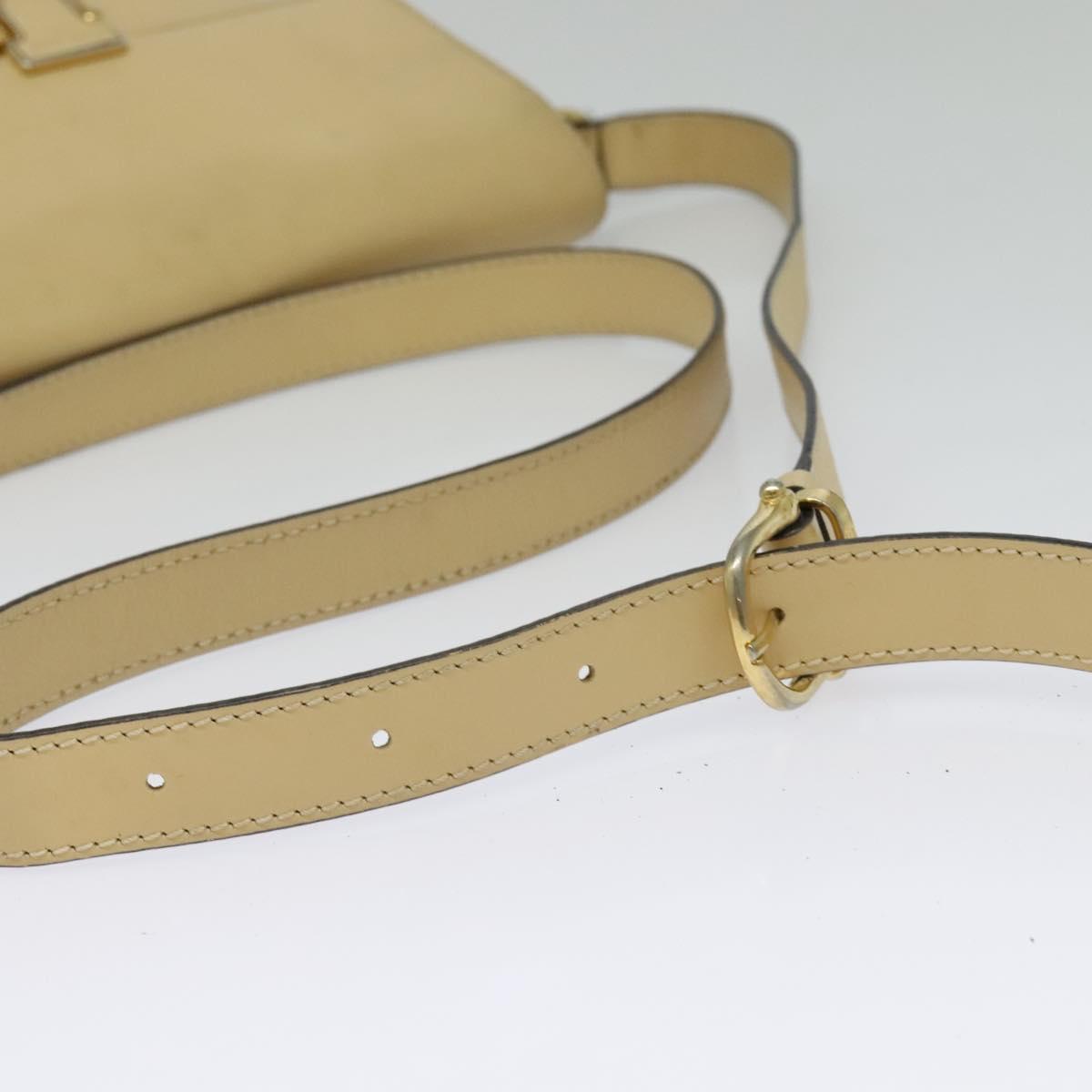 CELINE Shoulder Bag Leather Beige Gold Auth BA5496