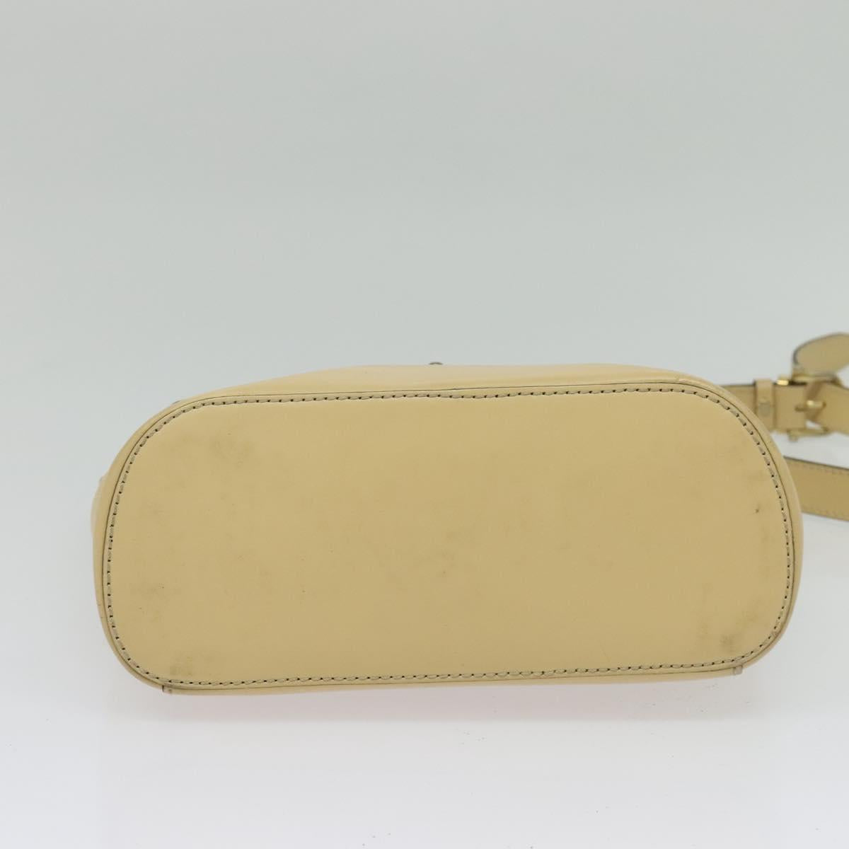 CELINE Shoulder Bag Leather Beige Gold Auth BA5496