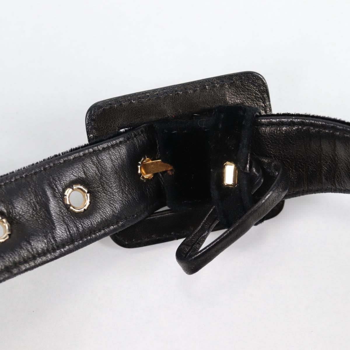 CHANEL Matelasse Waist bag Velor Black Gold CC Auth BA5501V
