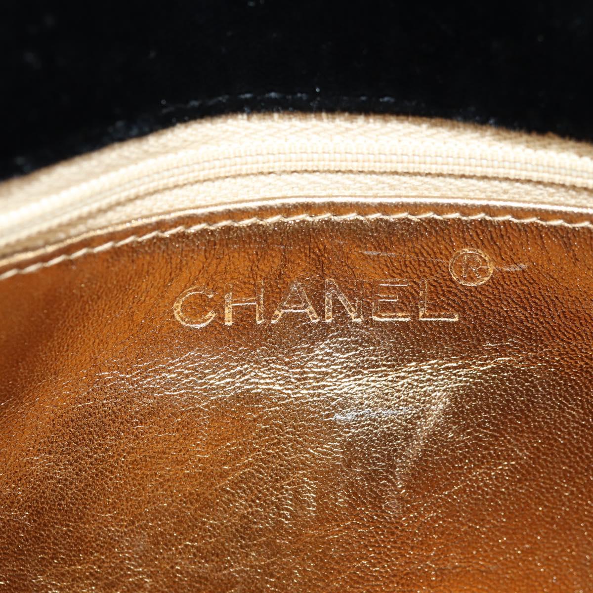CHANEL Matelasse Waist bag Velor Black Gold CC Auth BA5501V