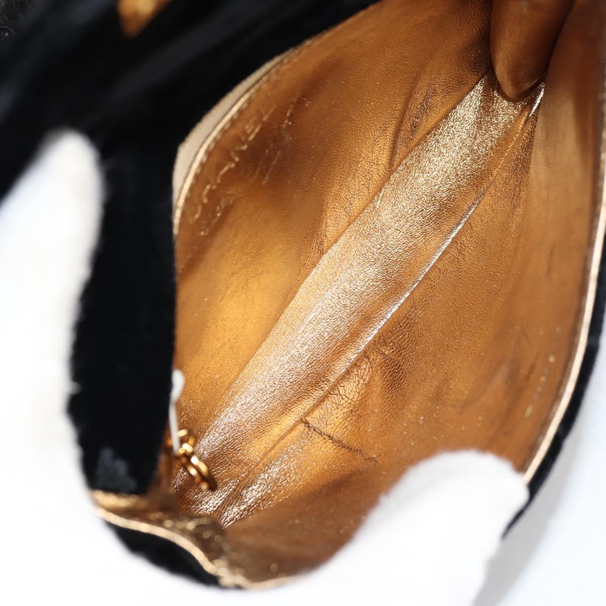 CHANEL Matelasse Waist bag Velor Black Gold CC Auth BA5501V