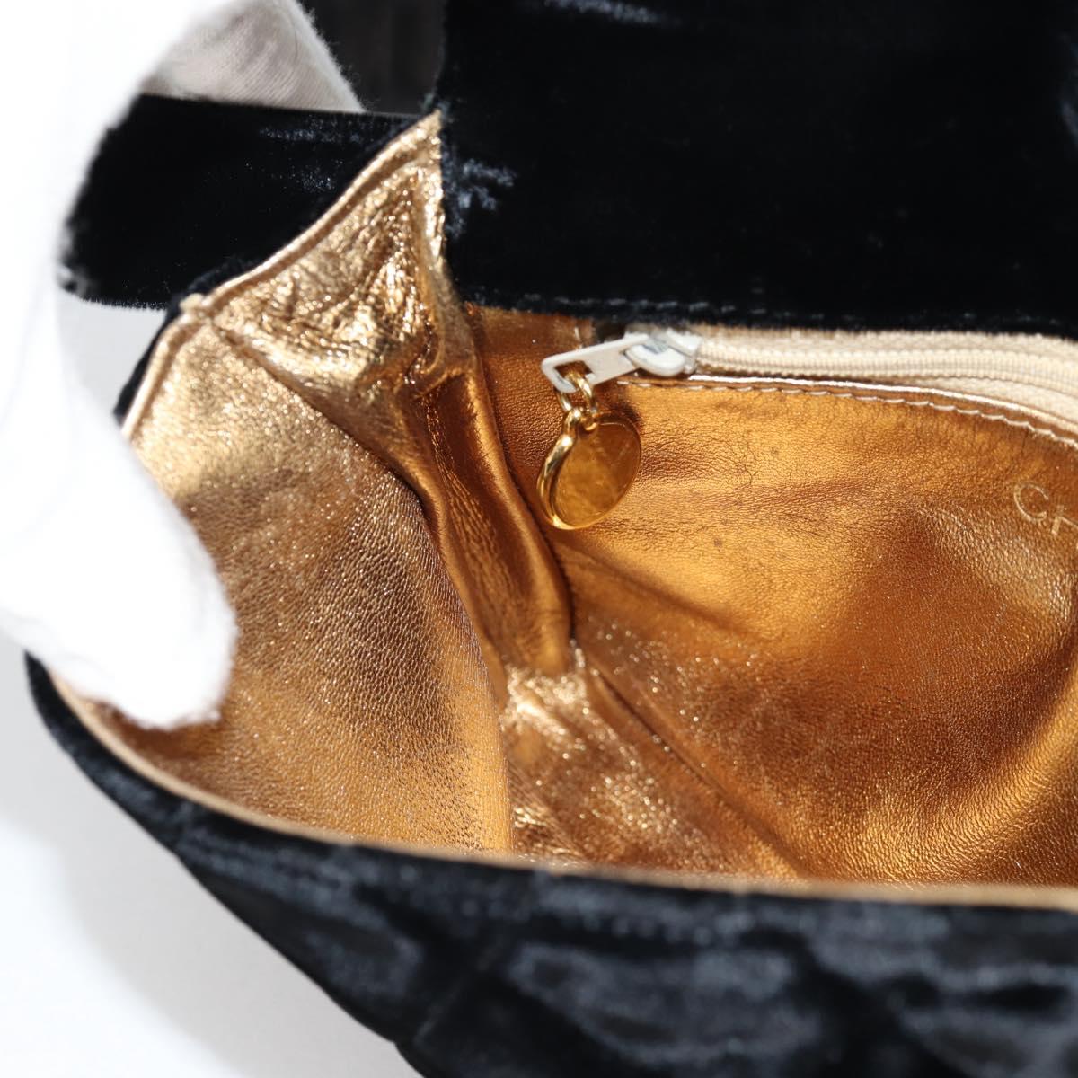 CHANEL Matelasse Waist bag Velor Black Gold CC Auth BA5501V