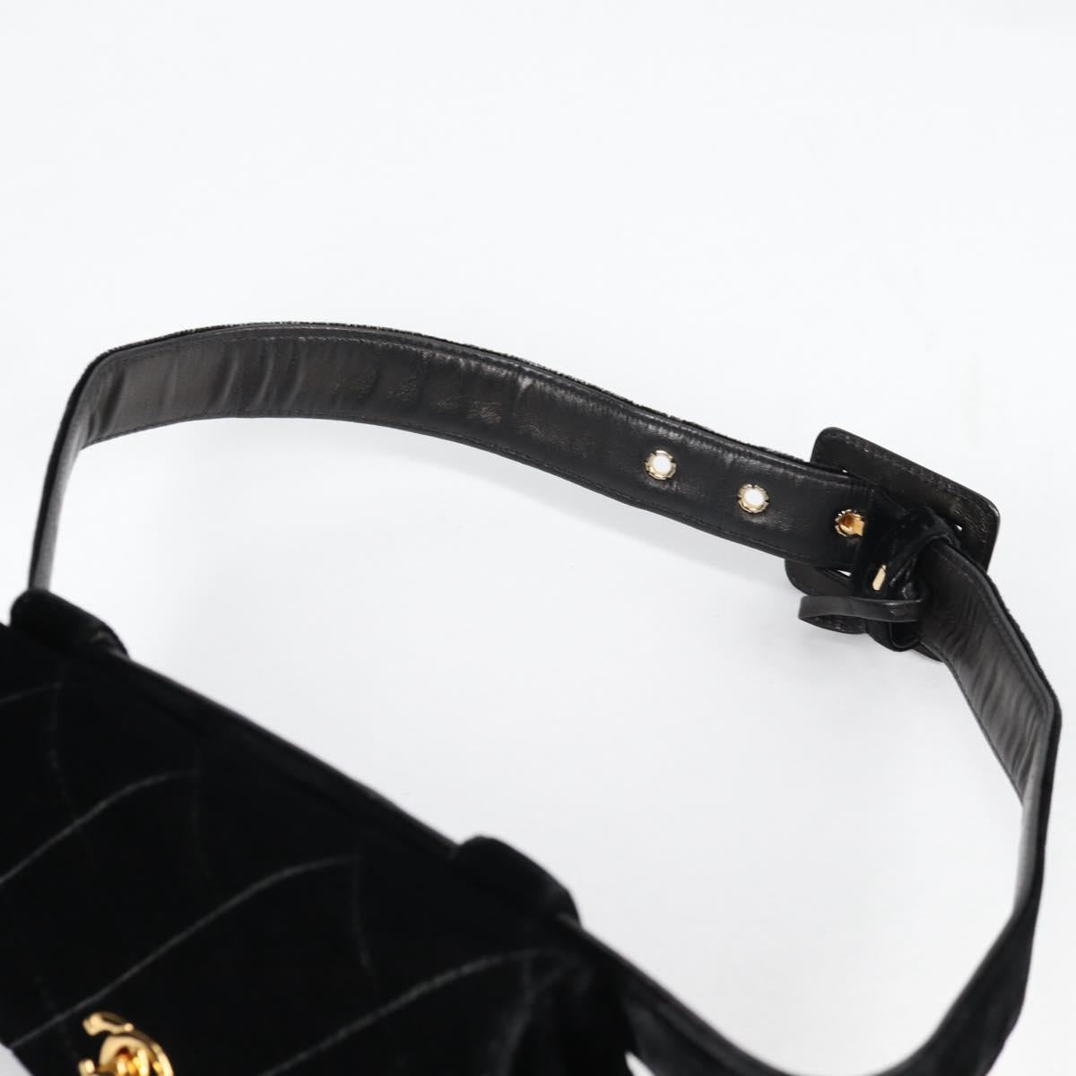 CHANEL Matelasse Waist bag Velor Black Gold CC Auth BA5501V
