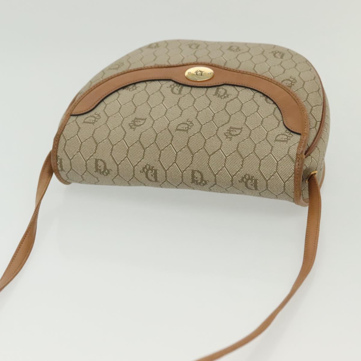 Christian Dior Honeycomb Canvas Shoulder Bag PVC Beige Gold Auth BA5504