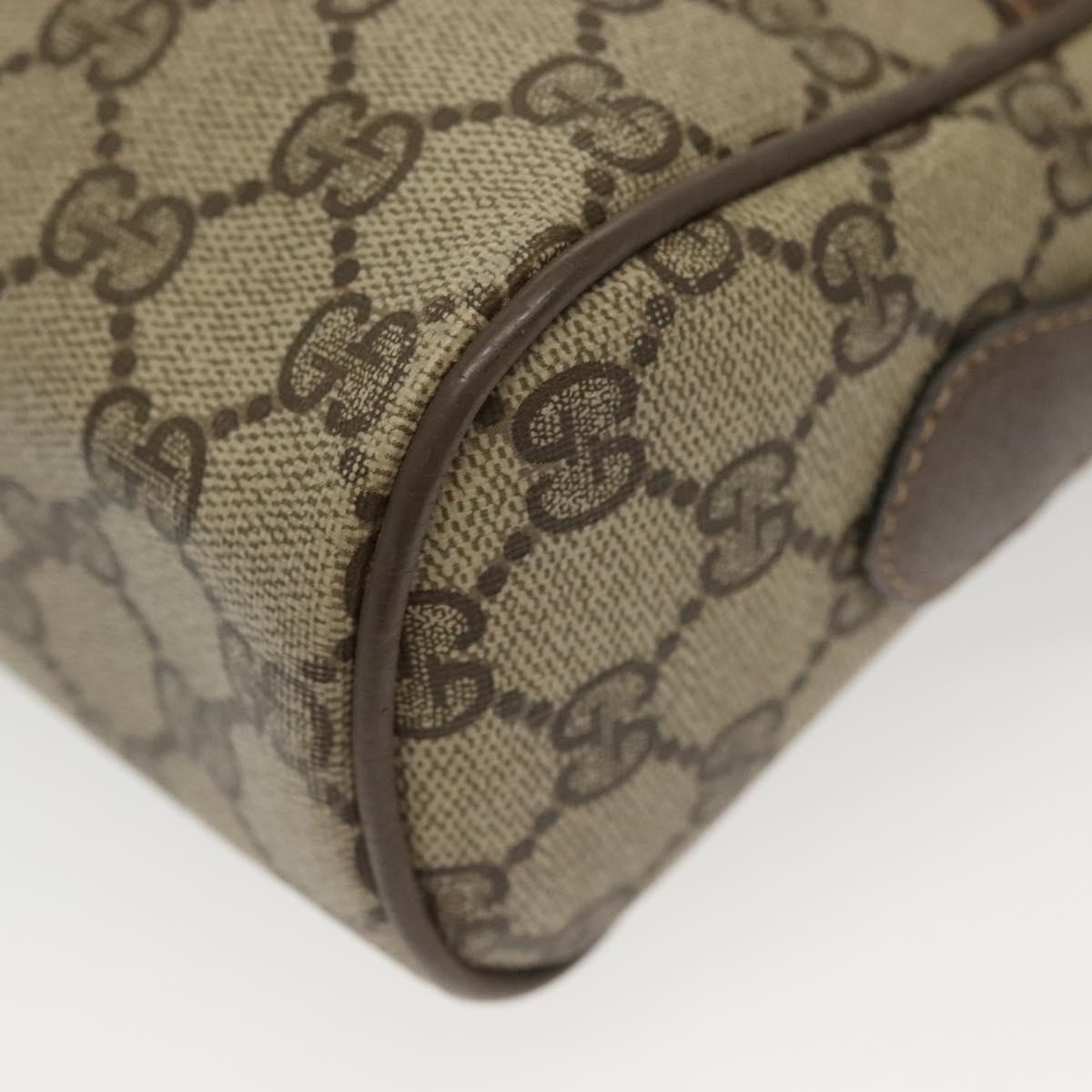 GUCCI GG Supreme Web Sherry Line Shoulder Bag PVC Beige Gold Red Auth BA5506