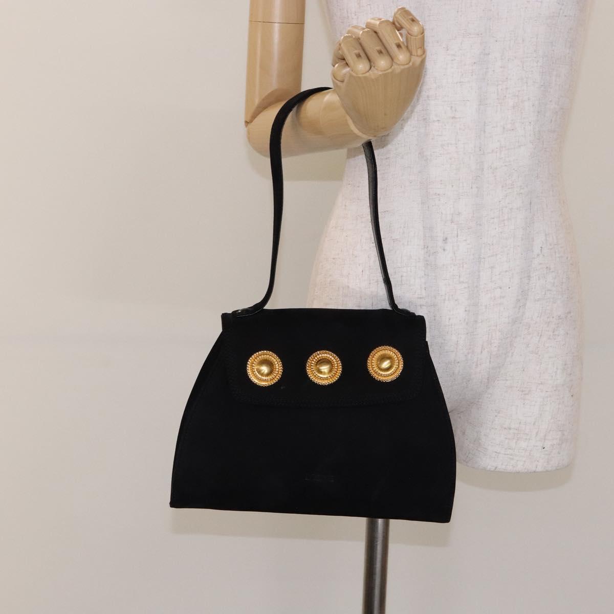LOEWE Shoulder Bag Suede Black Gold Auth BA5507