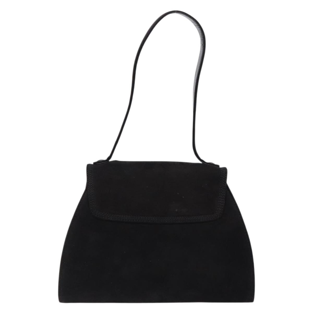 LOEWE Shoulder Bag Suede Black Gold Auth BA5507