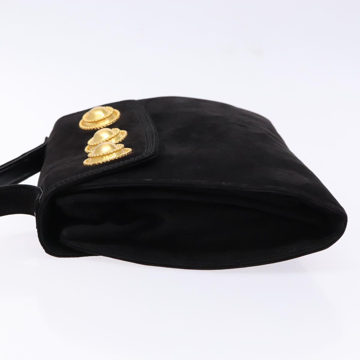 LOEWE Shoulder Bag Suede Black Gold Auth BA5507