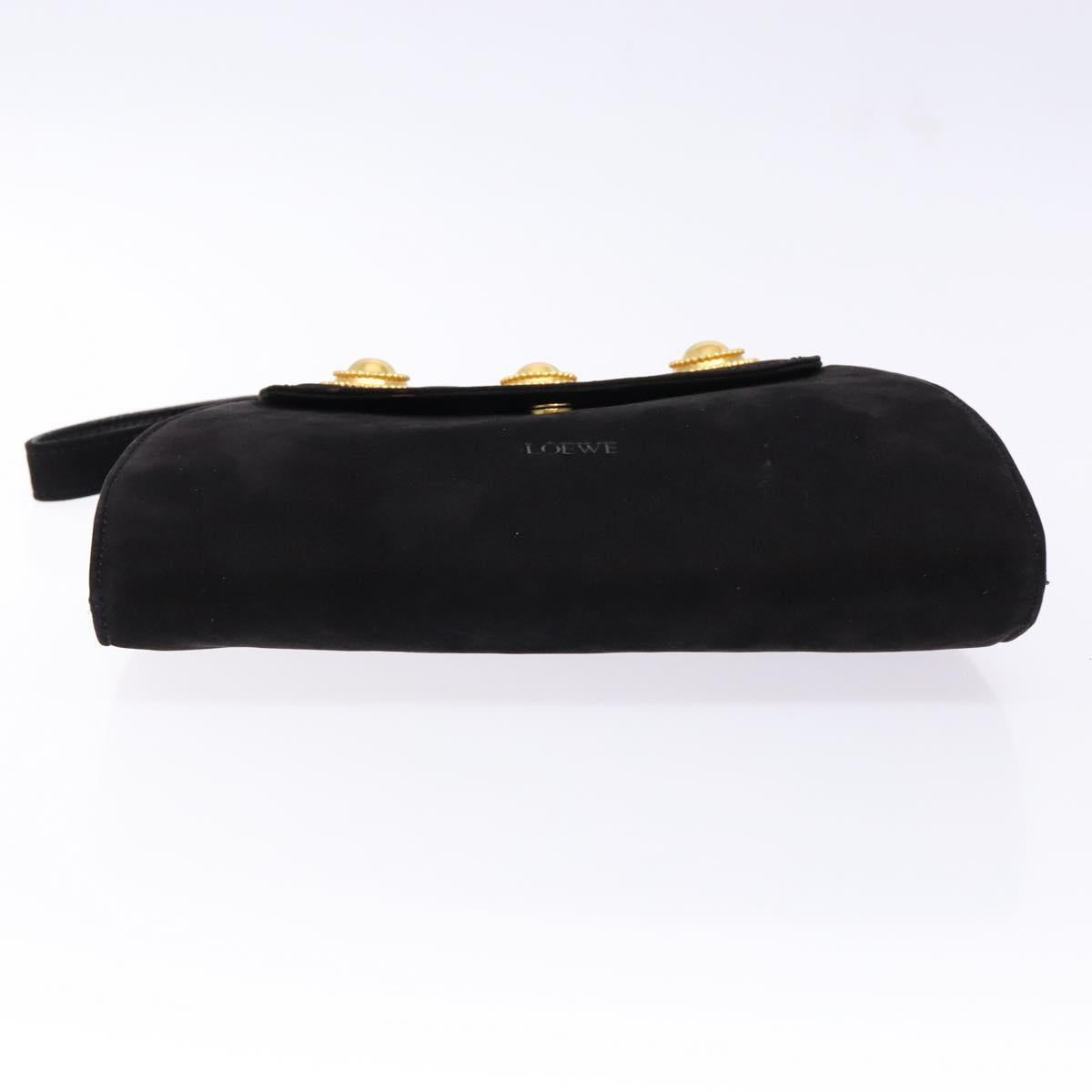 LOEWE Shoulder Bag Suede Black Gold Auth BA5507