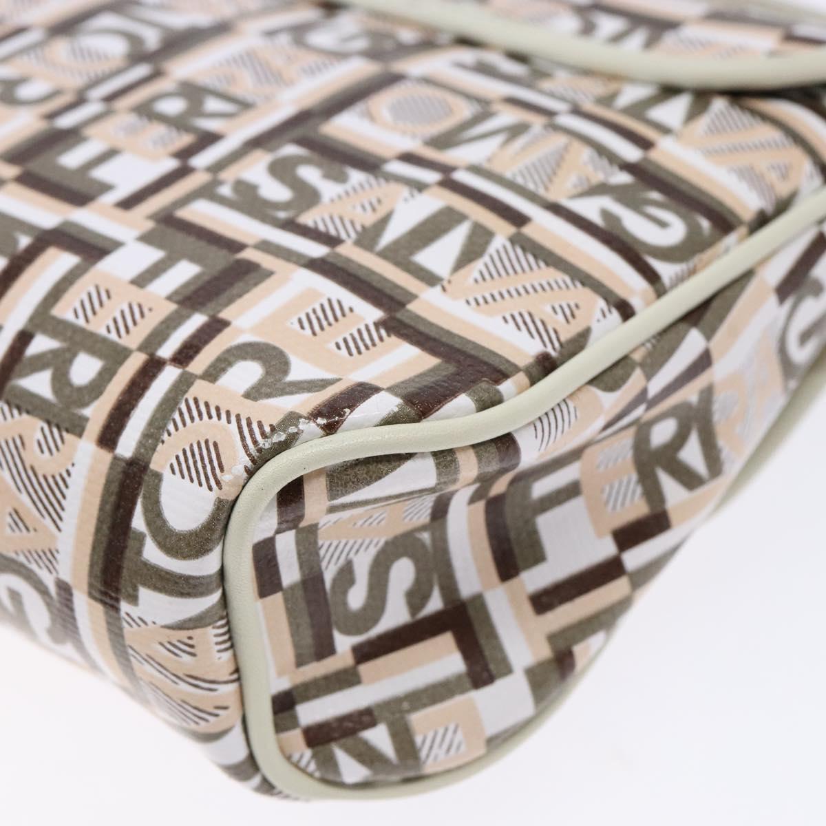 Salvatore Ferragamo Accessory Pouch PVC Beige Silver Auth BA5509