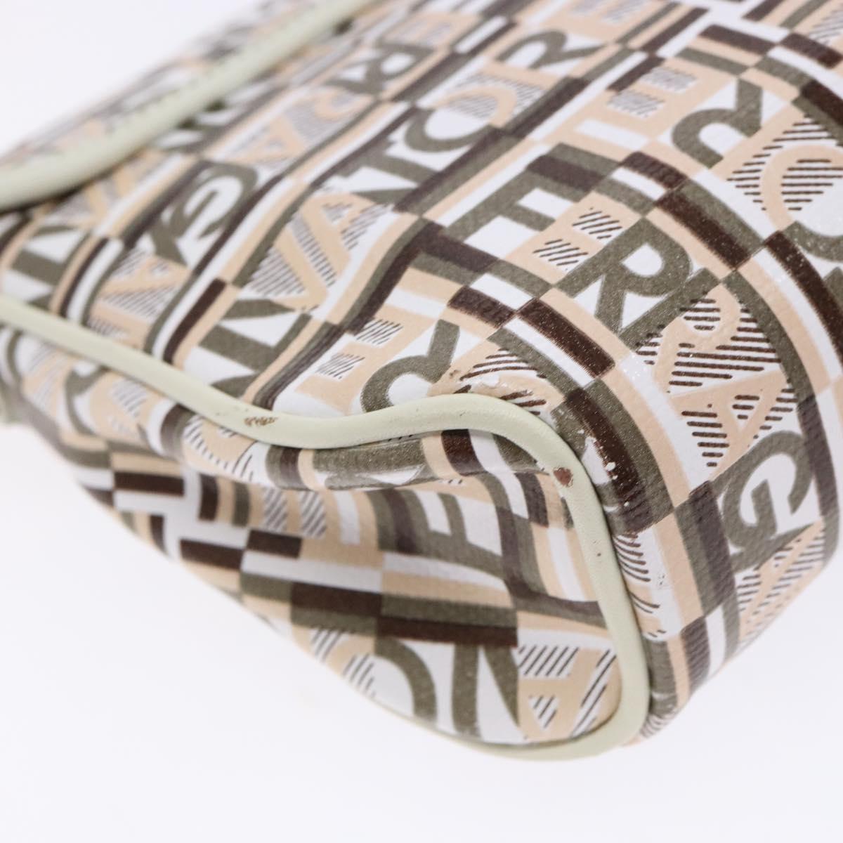 Salvatore Ferragamo Accessory Pouch PVC Beige Silver Auth BA5509