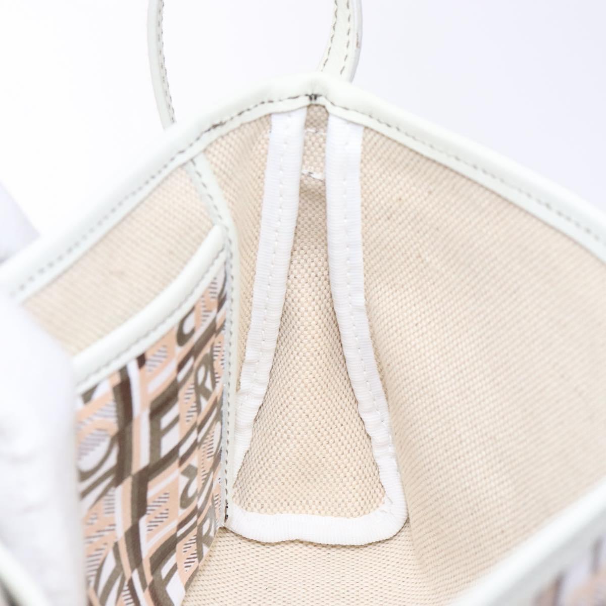Salvatore Ferragamo Accessory Pouch PVC Beige Silver Auth BA5509