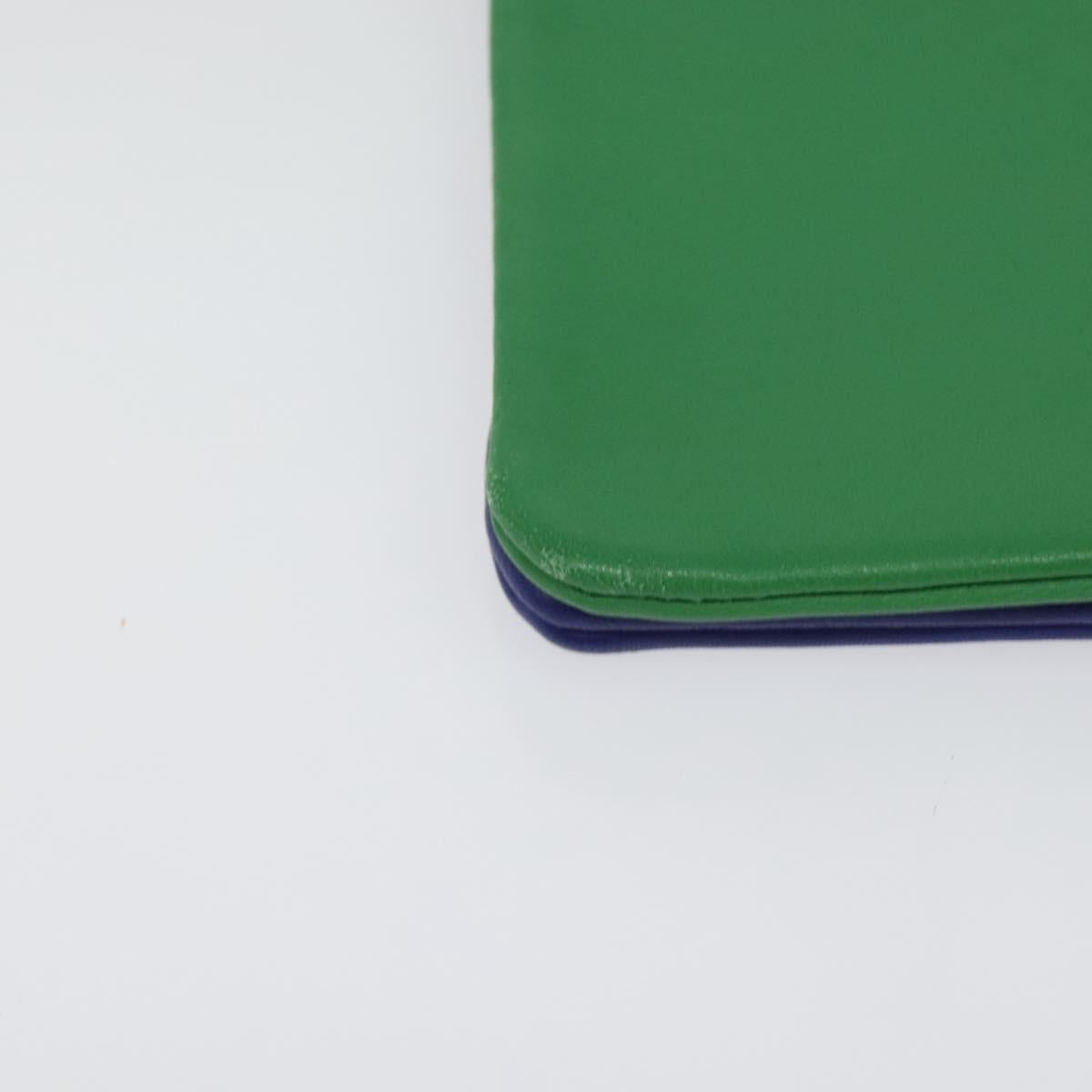 CELINE Trio Shoulder Bag Leather Green Gold Auth BA5510