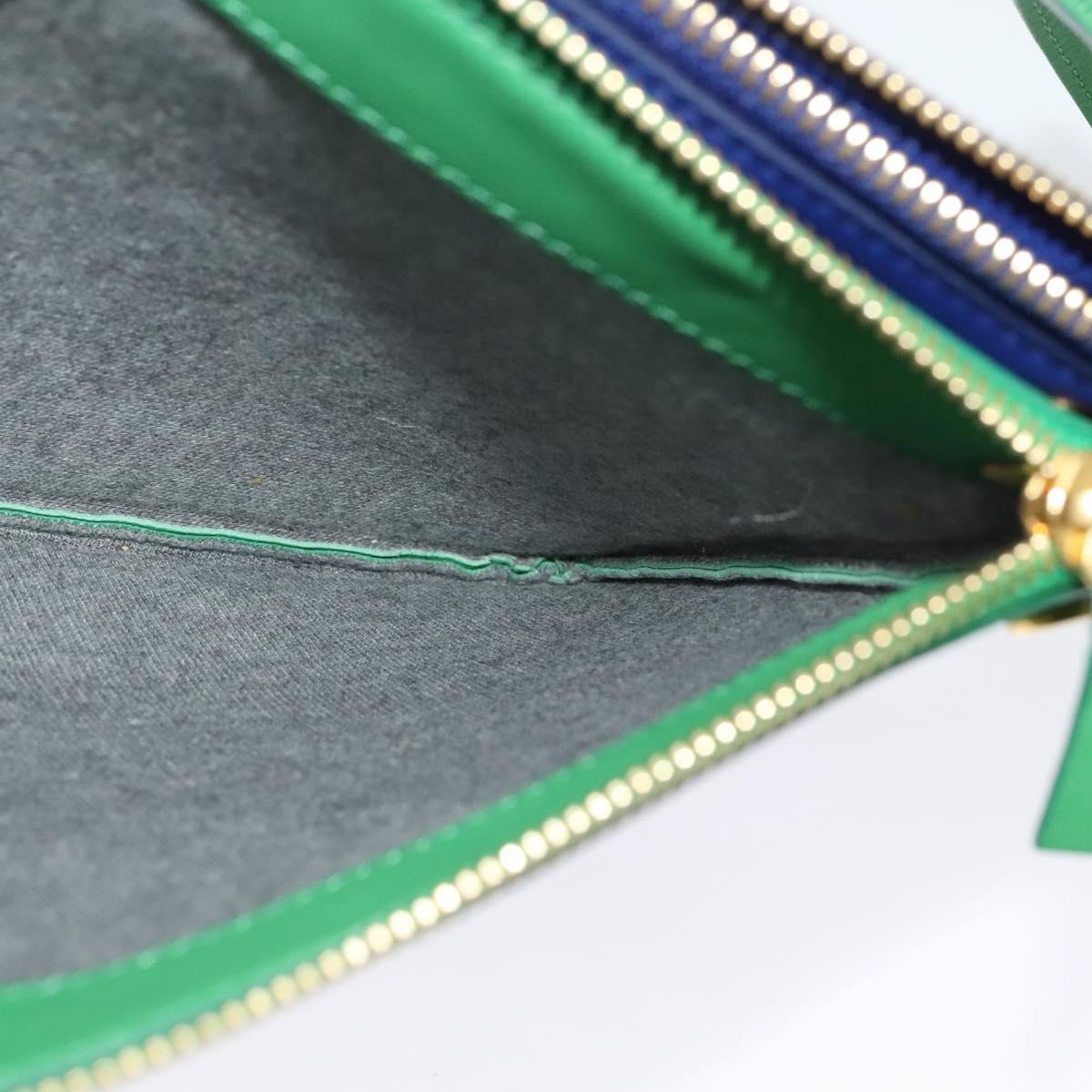 CELINE Trio Shoulder Bag Leather Green Gold Auth BA5510