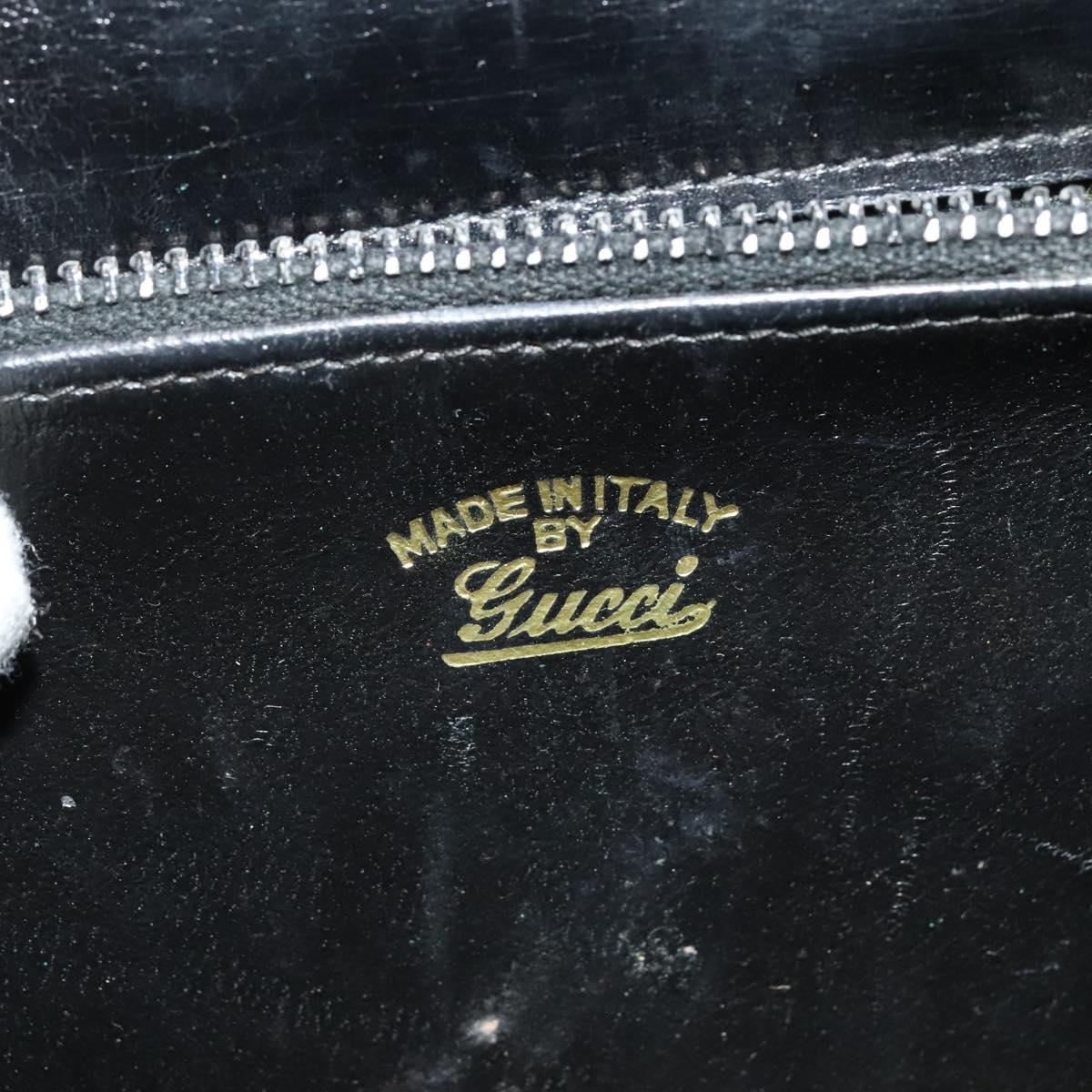 GUCCI Chain Shoulder Bag Leather Vintage Black Gold Auth BA5518