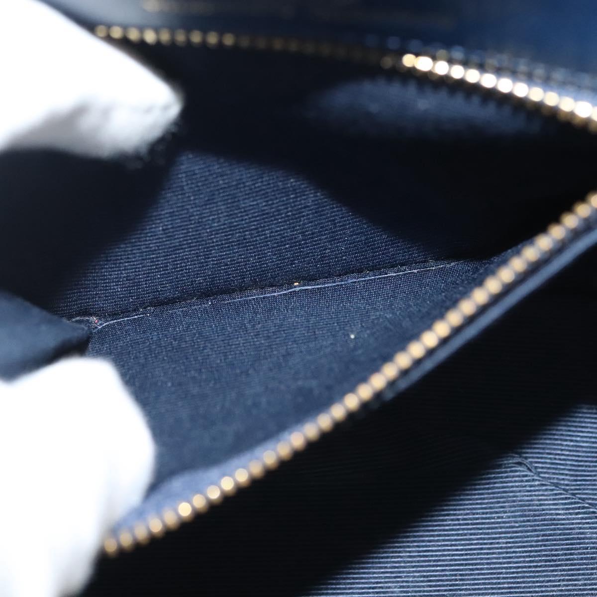 VALENTINO Hand Bag Leather Navy Gold Auth BA5531