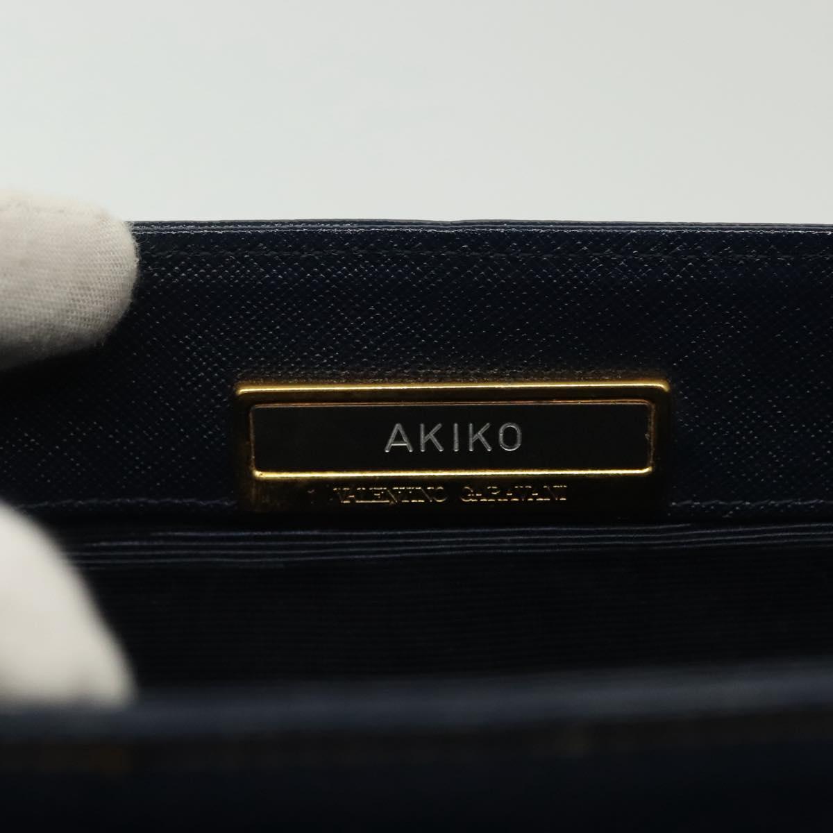 VALENTINO Hand Bag Leather Navy Gold Auth BA5531