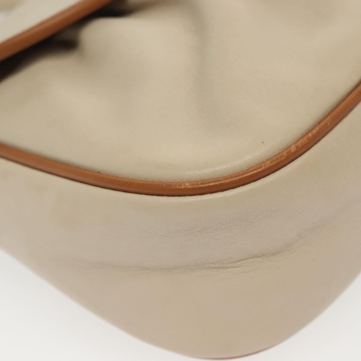 CELINE Shoulder Bag Leather Beige Gold Auth BA5533