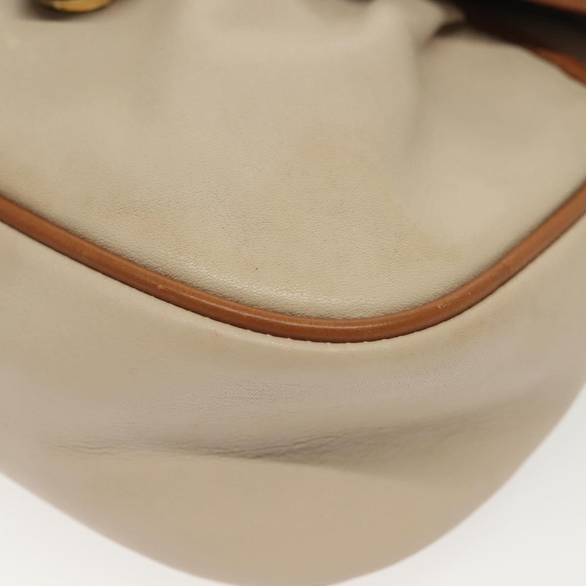 CELINE Shoulder Bag Leather Beige Gold Auth BA5533