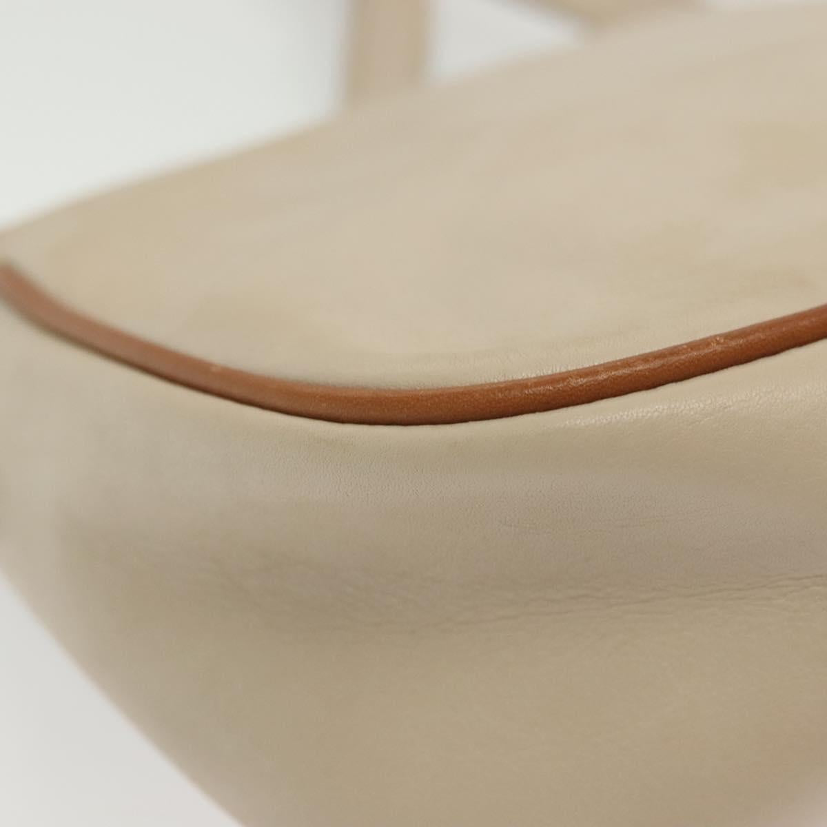 CELINE Shoulder Bag Leather Beige Gold Auth BA5533