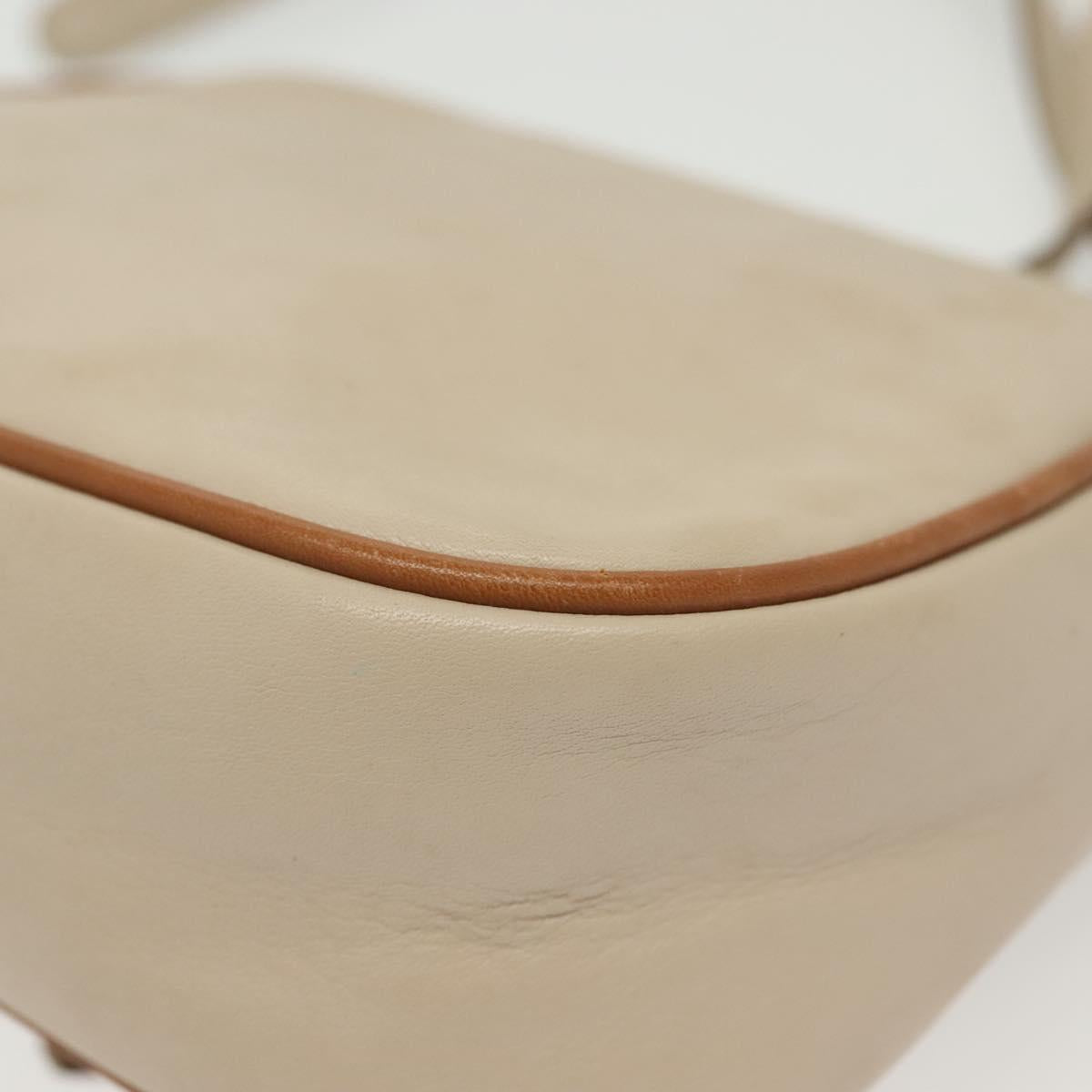 CELINE Shoulder Bag Leather Beige Gold Auth BA5533
