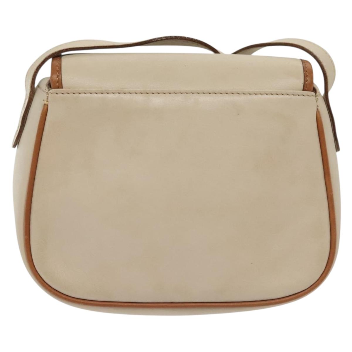 CELINE Shoulder Bag Leather Beige Gold Auth BA5533