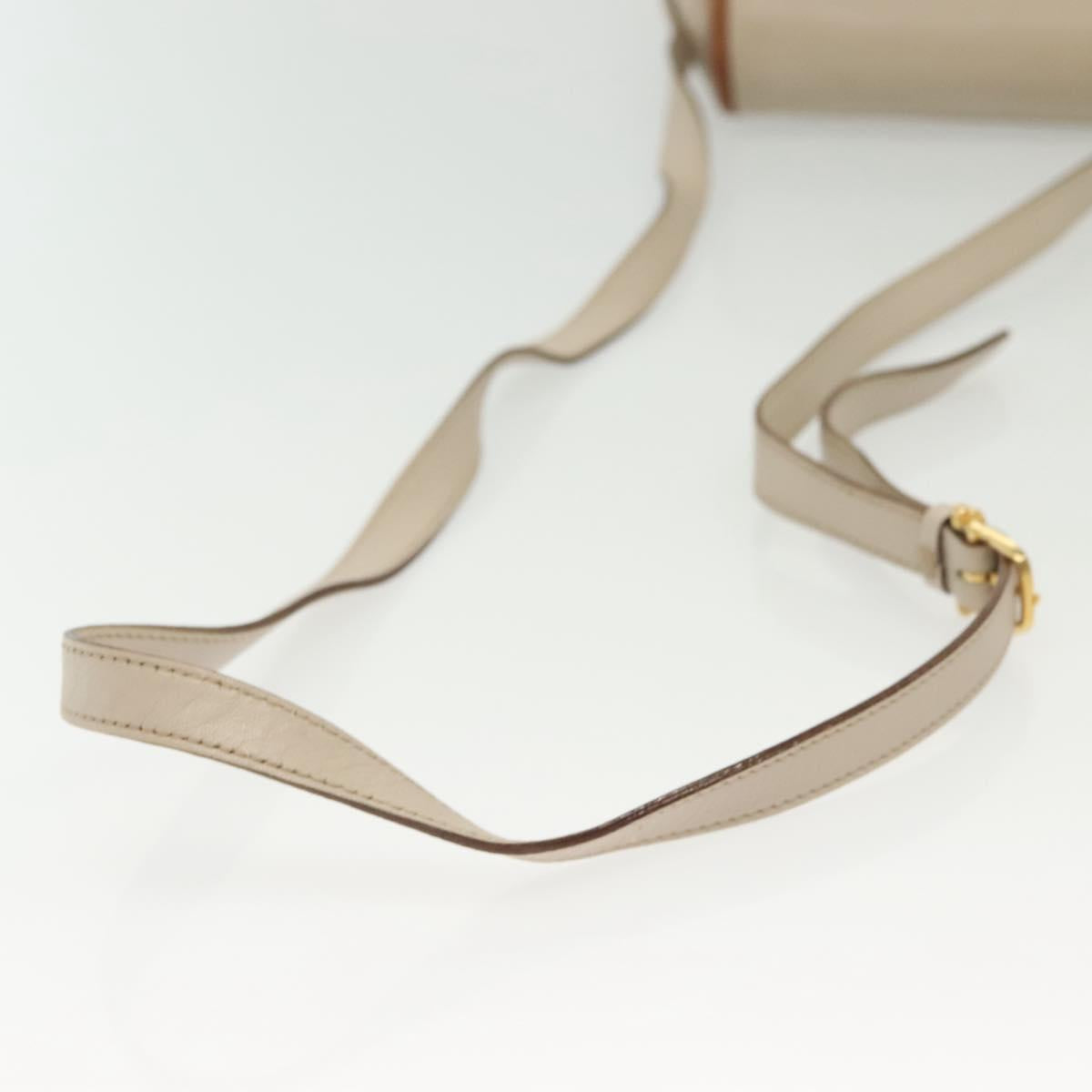 CELINE Shoulder Bag Leather Beige Gold Auth BA5533