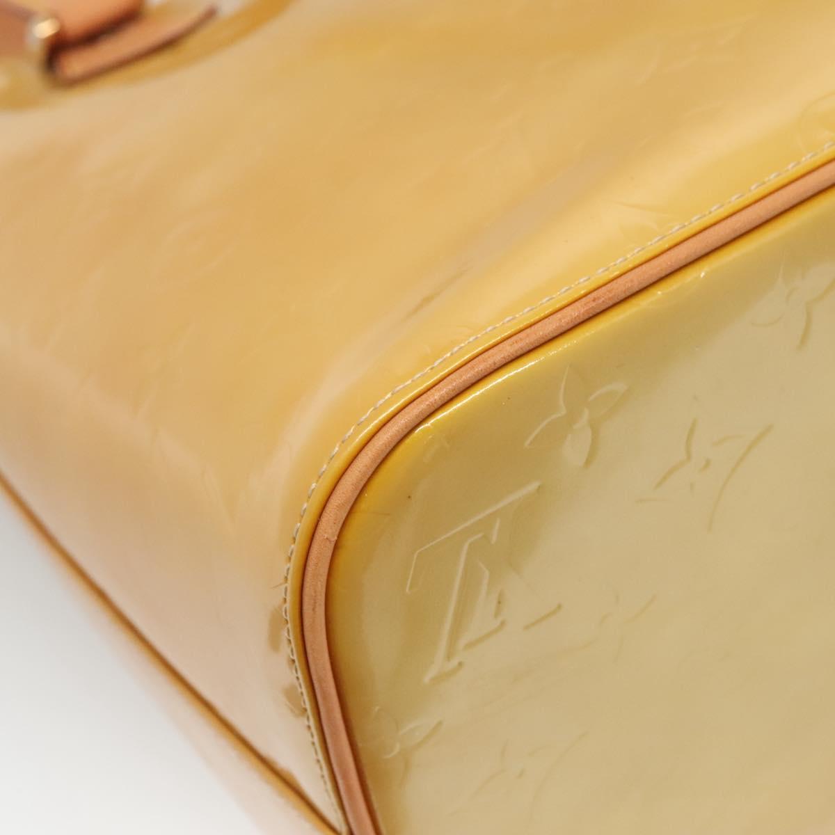 LOUIS VUITTON Monogram Vernis Houston Hand Bag Beige M91004 LV Auth BA5537