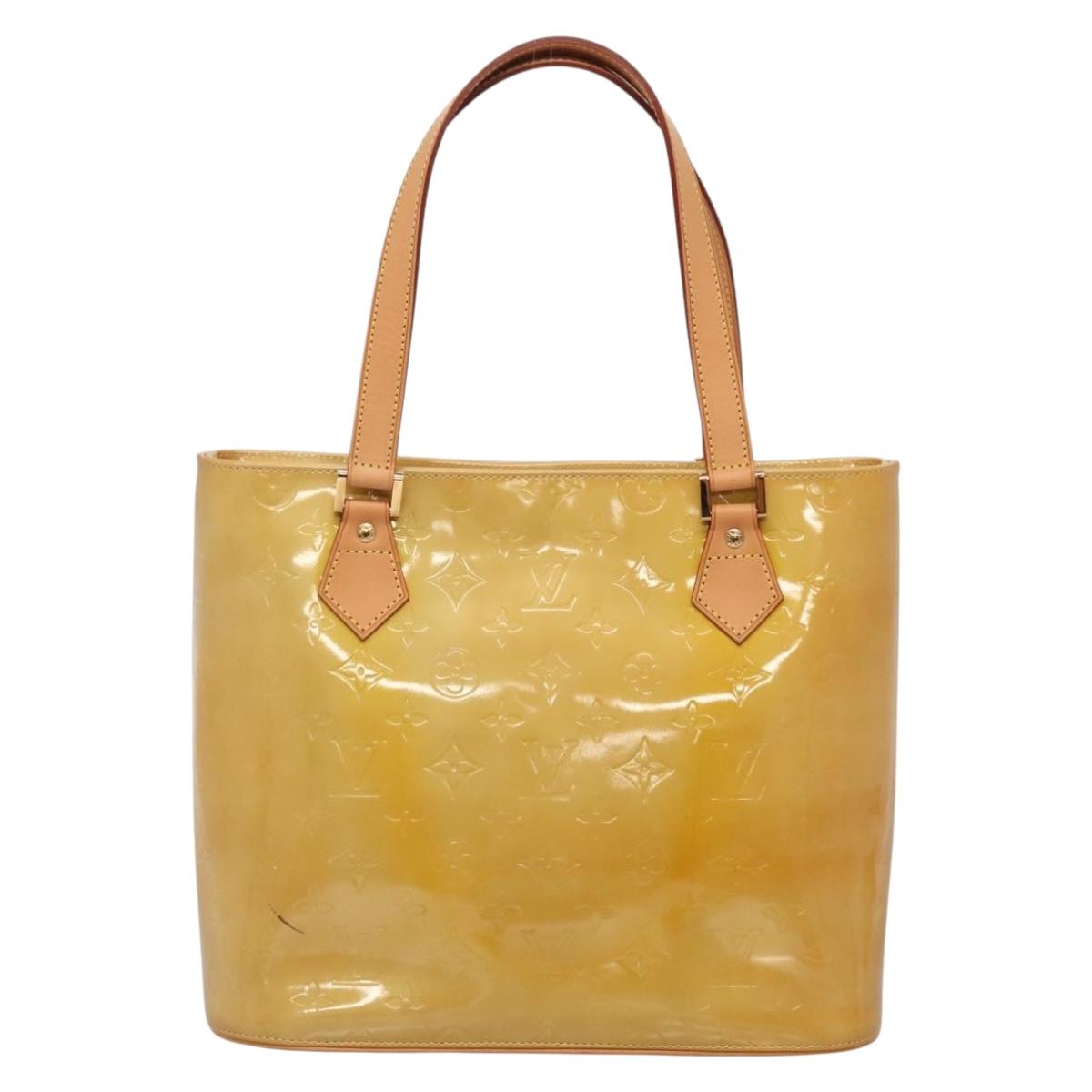 LOUIS VUITTON Monogram Vernis Houston Hand Bag Beige M91004 LV Auth BA5537