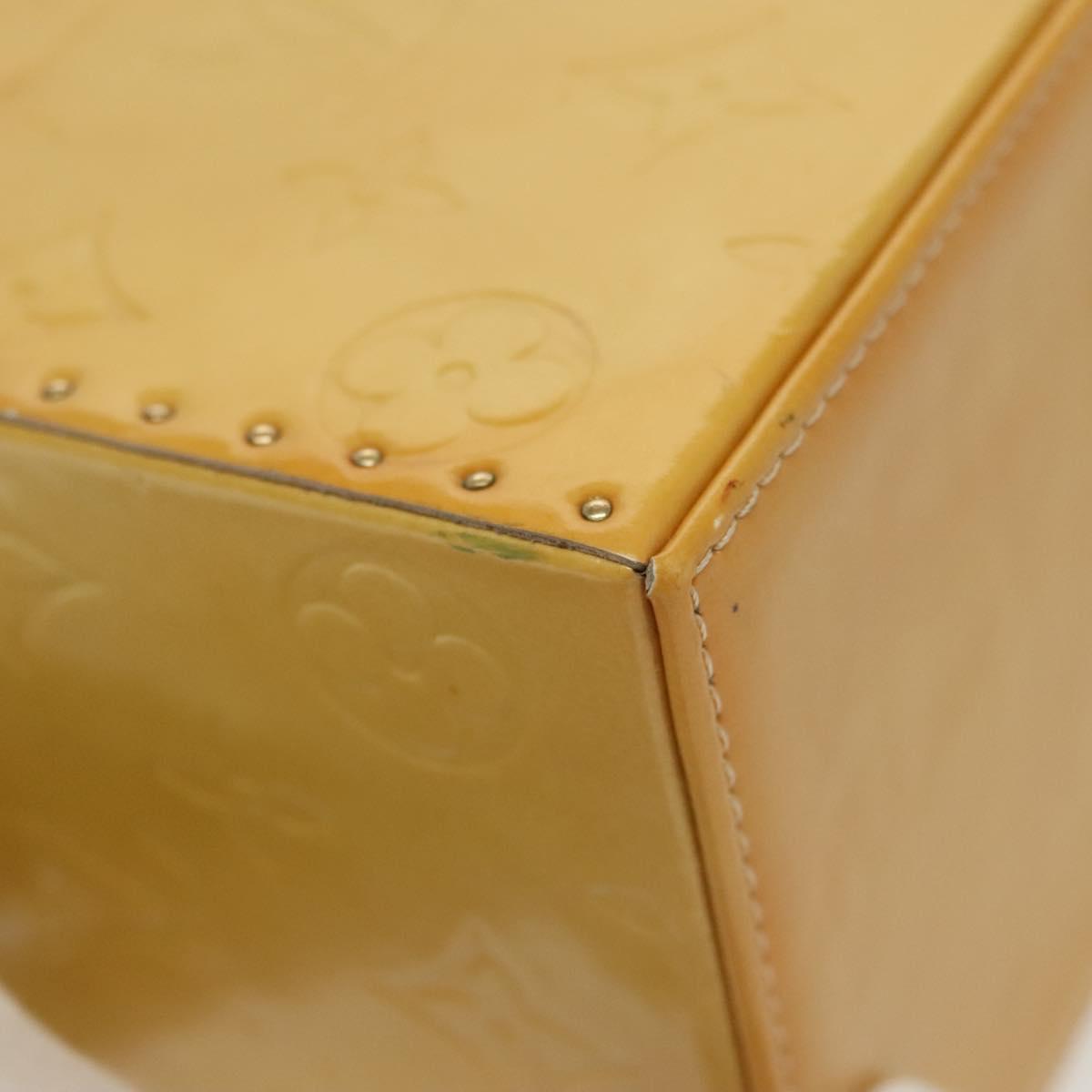LOUIS VUITTON Monogram Vernis Bleecker Cosmetic Pouch Beige M91002 Auth BA5541