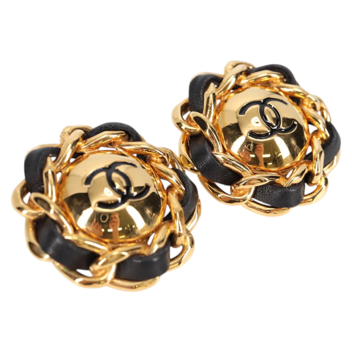 CHANEL COCO Mark Earring metal Gold CC Auth BA5544V
