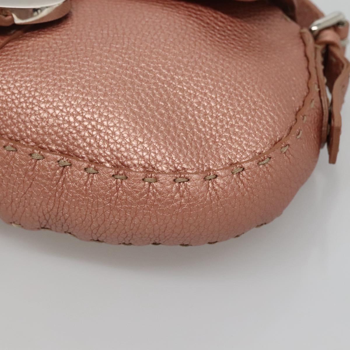 FENDI Celeria Shoulder Bag Leather Pink Silver Auth BA5547
