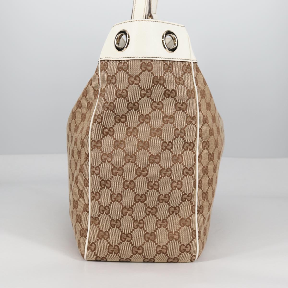 GUCCI GG Canvas Tote Bag Beige Gold 153033 Auth BA5552V