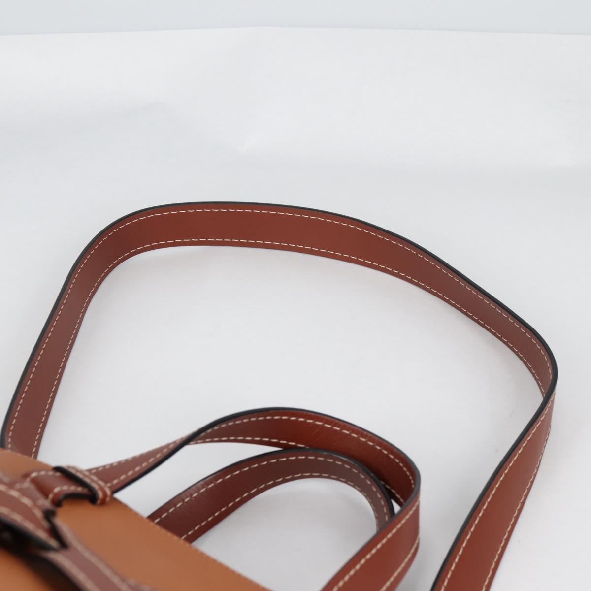 LOEWE Gate Top Handle bag Hand Bag Leather Brown Gold Auth BA5553M