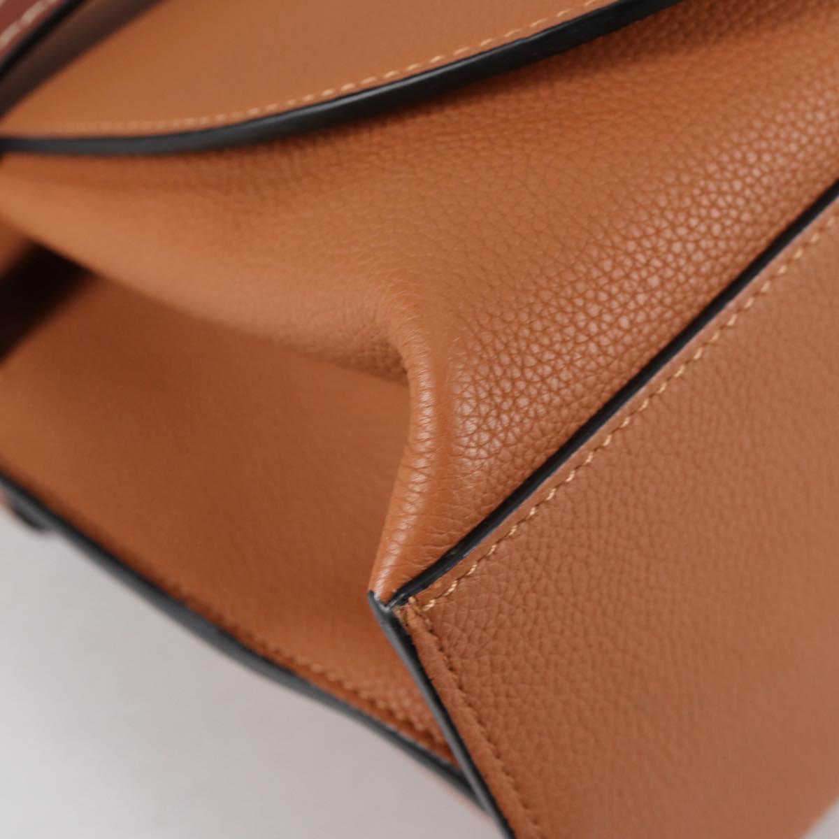LOEWE Gate Top Handle bag Hand Bag Leather Brown Gold Auth BA5553M