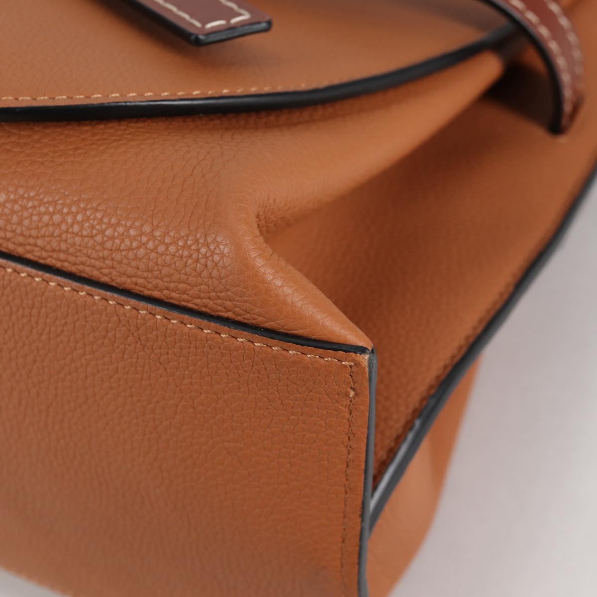 LOEWE Gate Top Handle bag Hand Bag Leather Brown Gold Auth BA5553M
