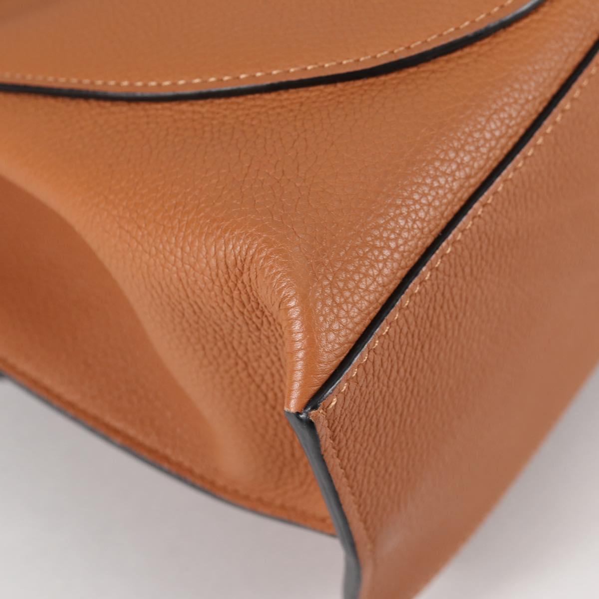 LOEWE Gate Top Handle bag Hand Bag Leather Brown Gold Auth BA5553M