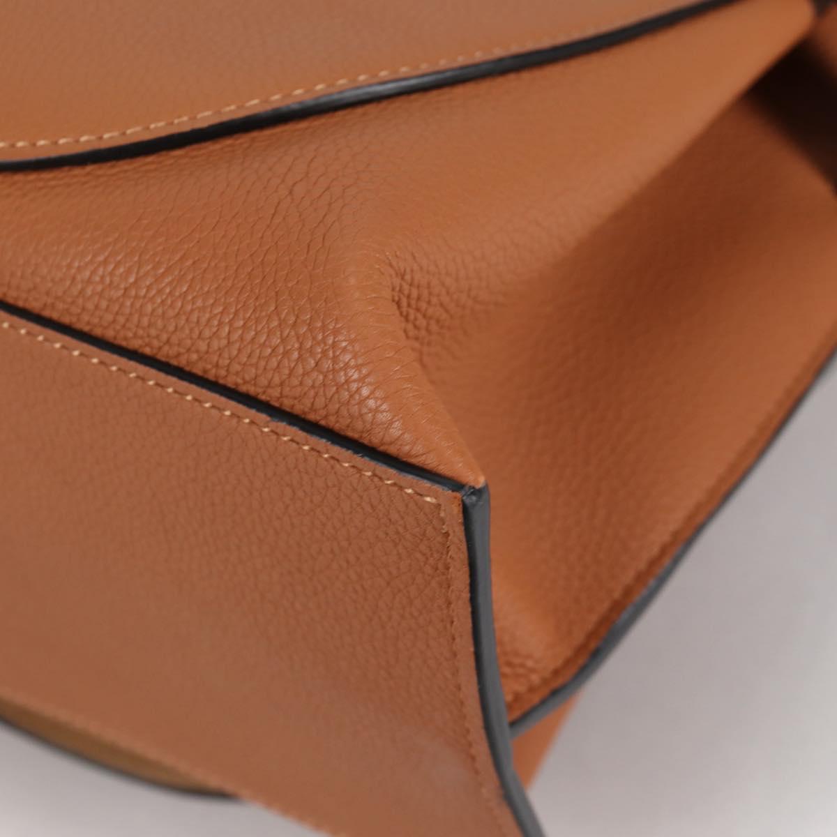 LOEWE Gate Top Handle bag Hand Bag Leather Brown Gold Auth BA5553M