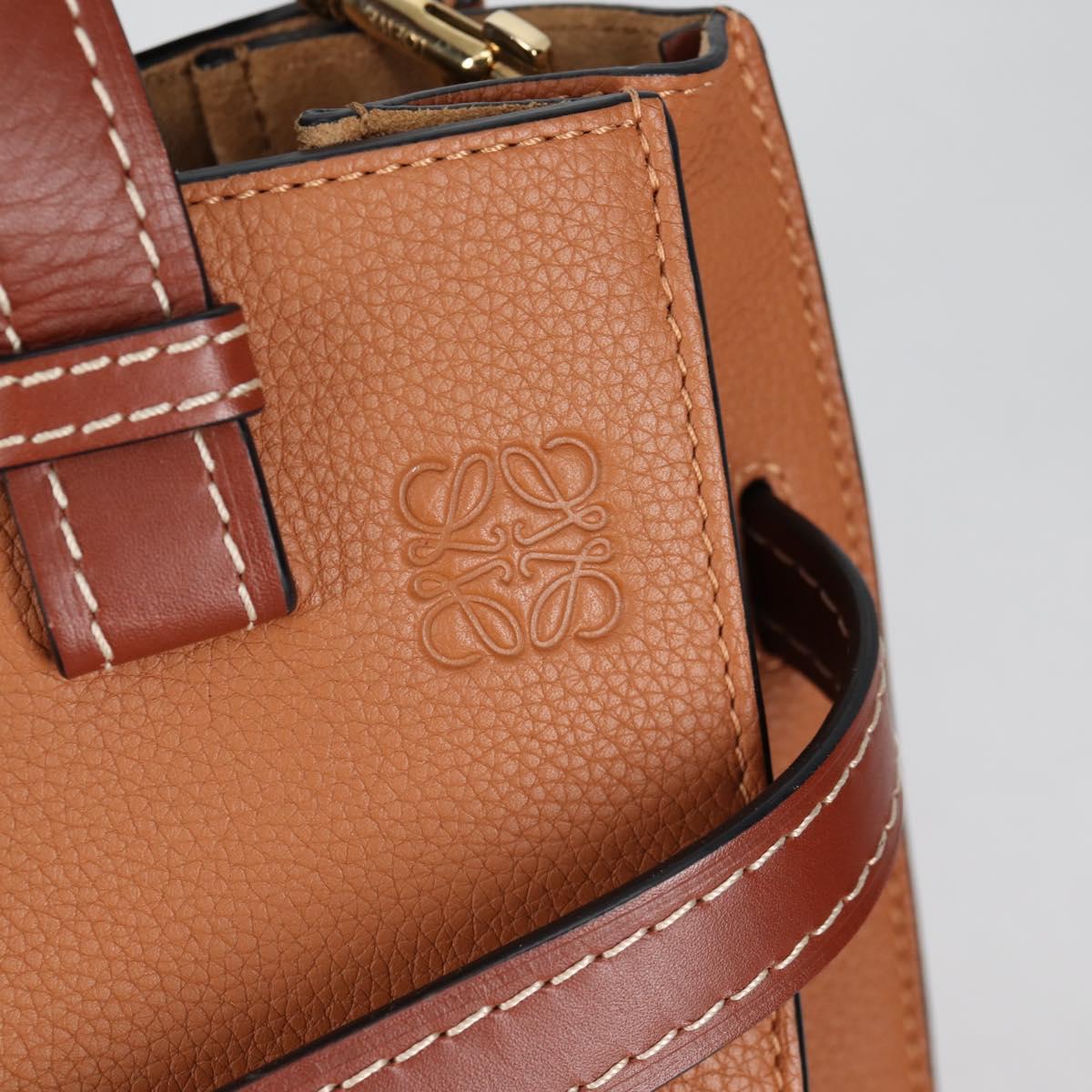 LOEWE Gate Top Handle bag Hand Bag Leather Brown Gold Auth BA5553M