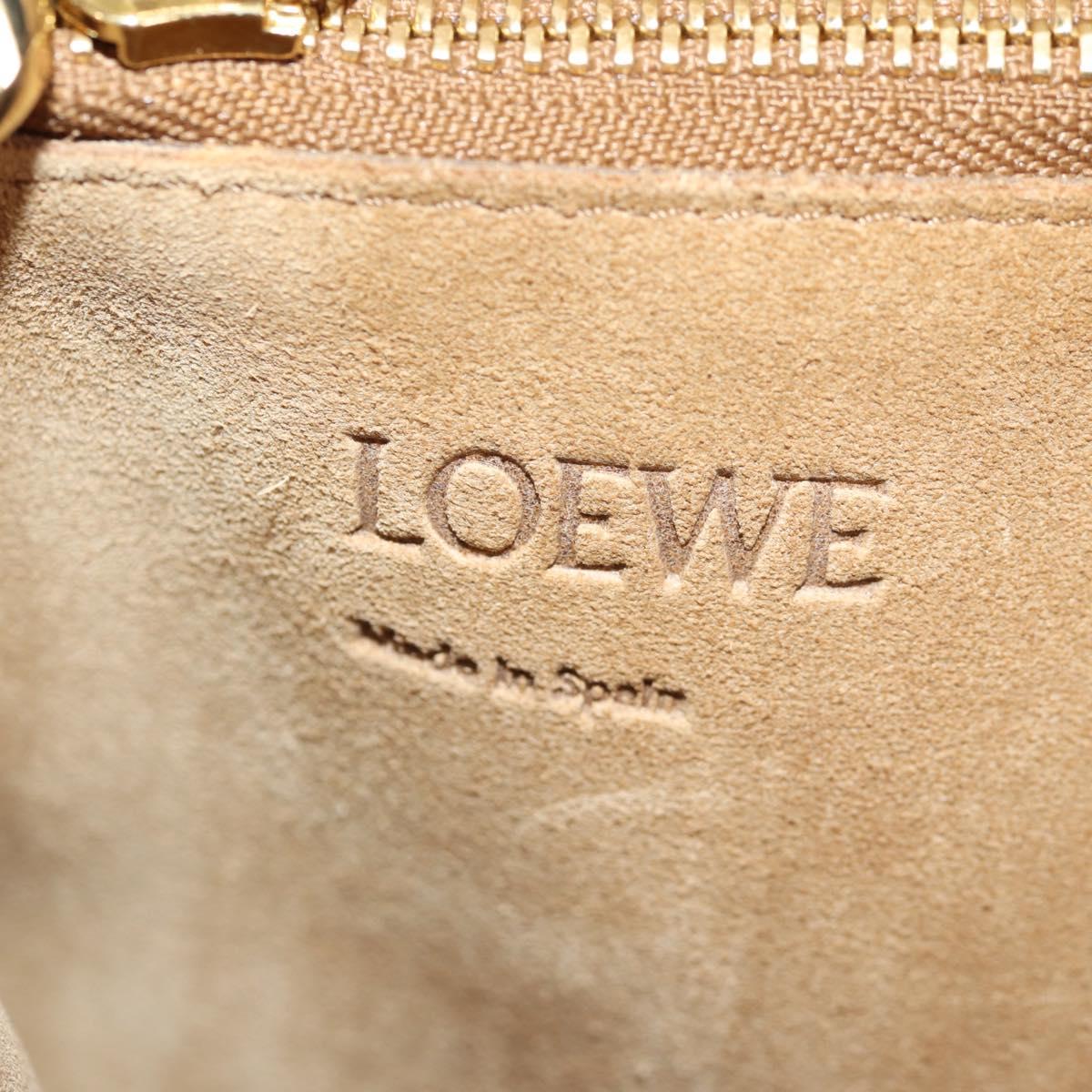 LOEWE Gate Top Handle bag Hand Bag Leather Brown Gold Auth BA5553M